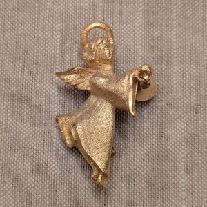 Gold Angel Brooch Pin USA Stamped Vintage